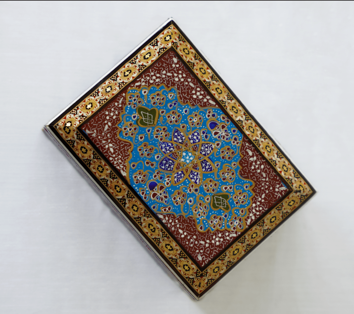 sadaf – hand - painted miniature jewelry box (14 × 10 × 4.5 cm) – luxury handcrafted art by pilardi