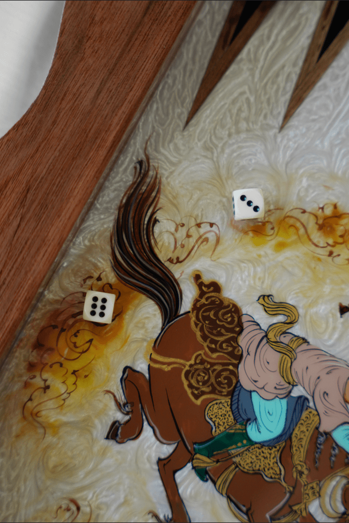 polo marquetry chess & backgammon – hand‑painted edition – pilardi – luxury handcrafted art by pilardi