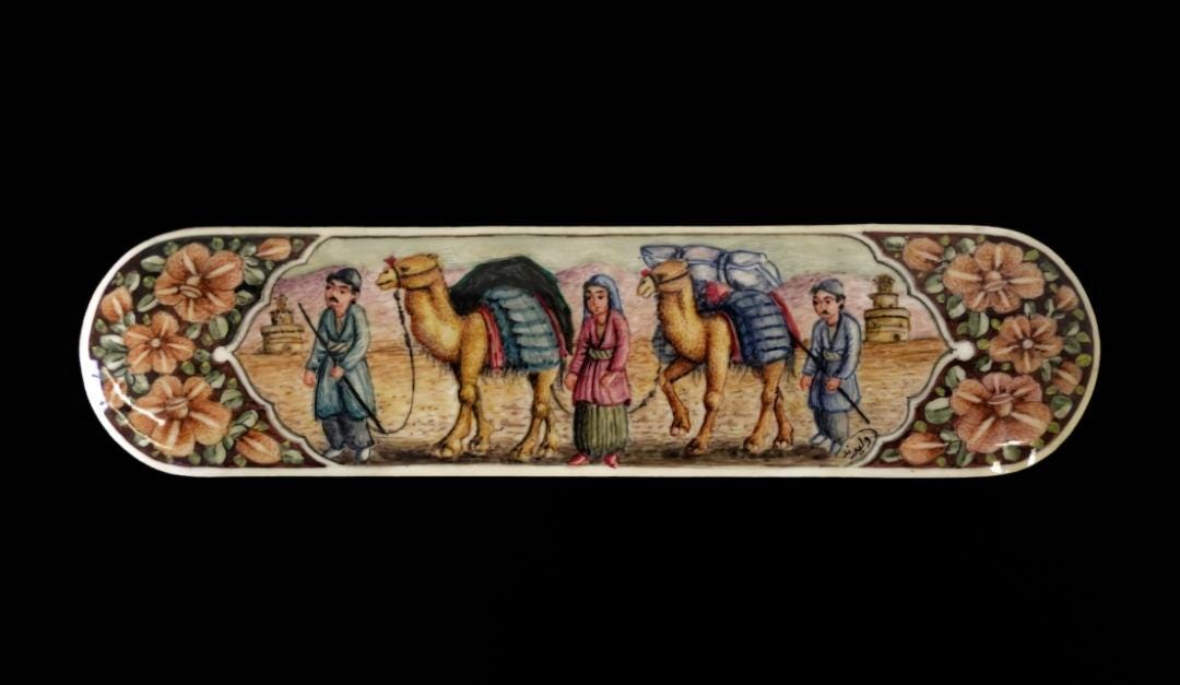 caravan journey jewelry box – hand-painted decorative khatam kari box – gift for her & him – persian art storage box