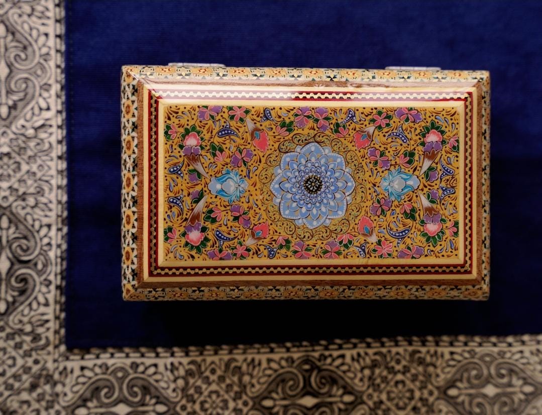 medium bostan box – persian marquetry jewelry or keepsake box, handmade khatam kari