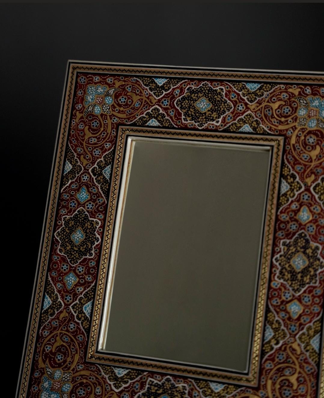 handmade tazhib mirror – red| 28×23 cm