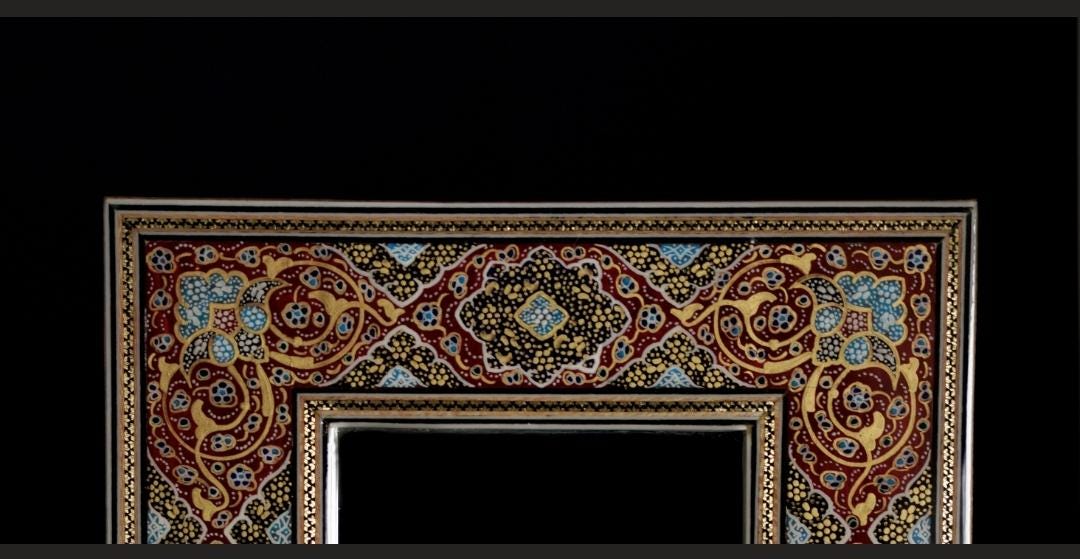 handmade tazhib mirror – red| 28×23 cm