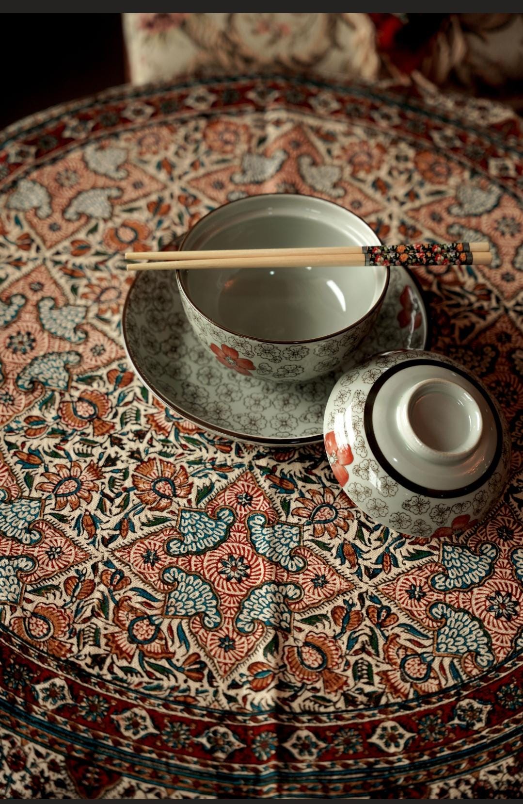 handmade block-printed round tablecloth | 81 cm diameter