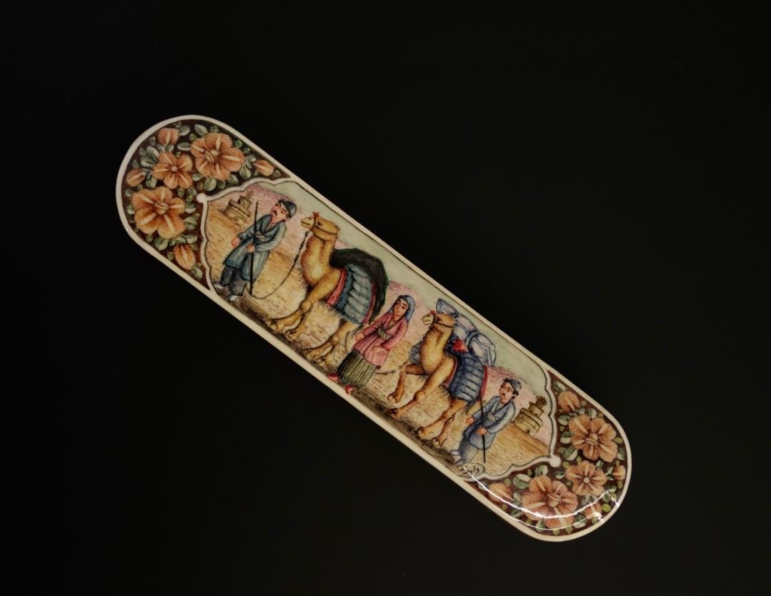 caravan journey jewelry box – hand-painted decorative khatam kari box – gift for her & him – persian art storage box