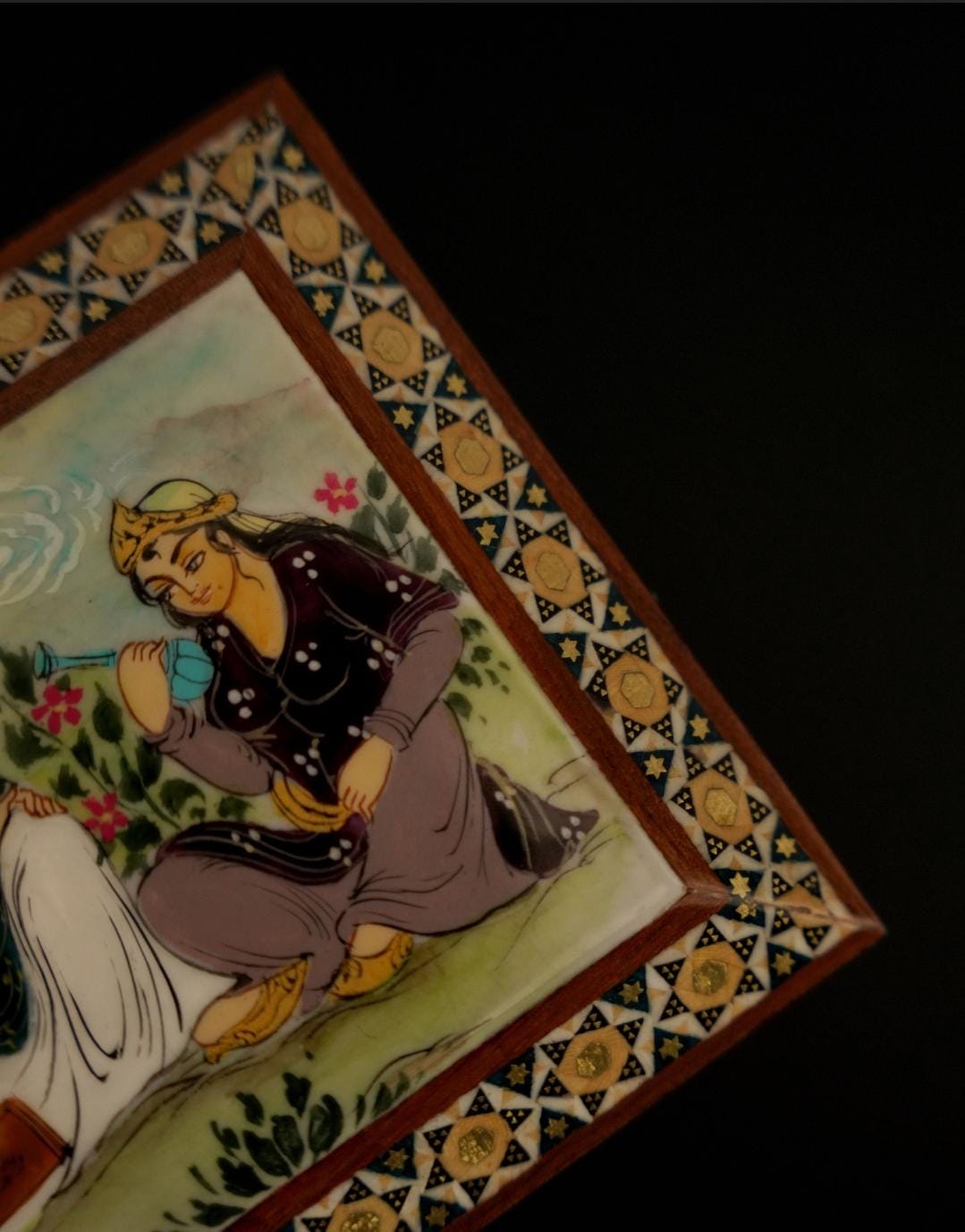 leili o majnoun – hand-painted jewelry box, persian miniature art (21×11×5 cm)