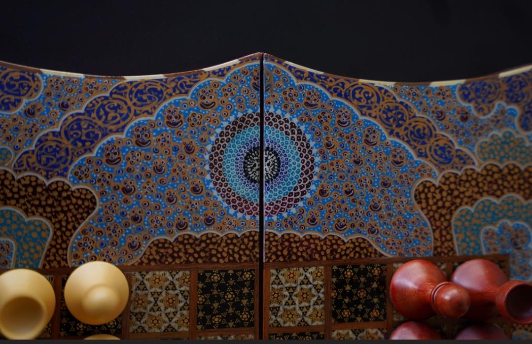 tazhib – handmade persian chess & backgammon set with shamseh motifs