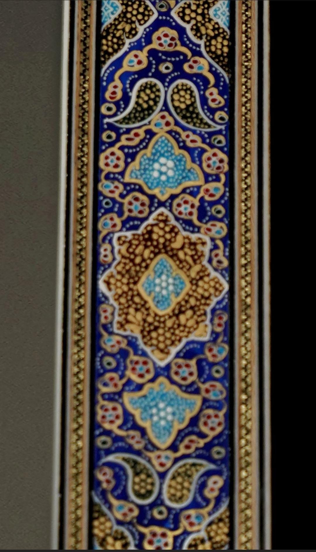 handmade tazhib mirror – indigo | 34×28 cm