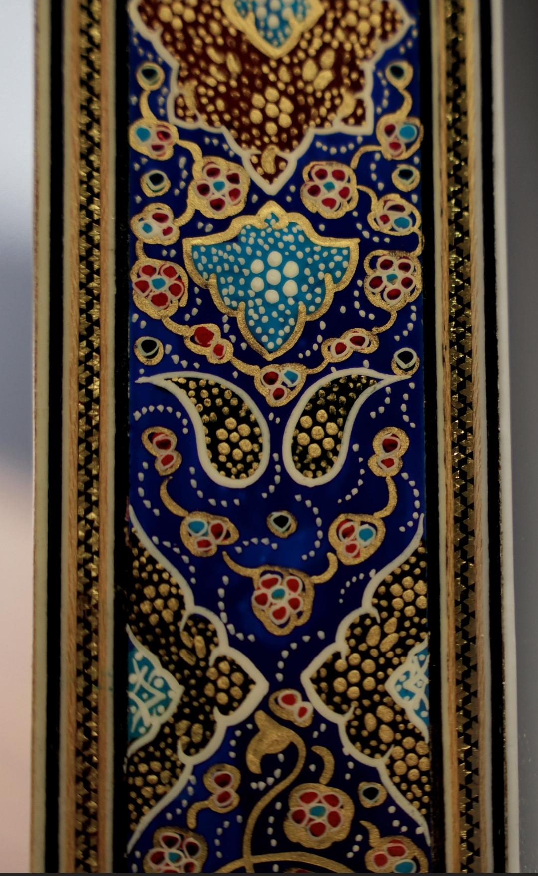 handmade tazhib mirror – indigo | 34×28 cm