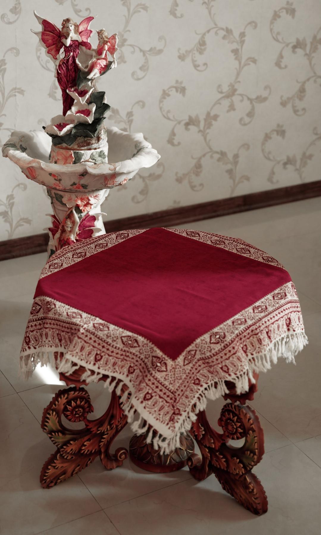 handmade block-printed tablecloth – pomegranate red 80×80 cm