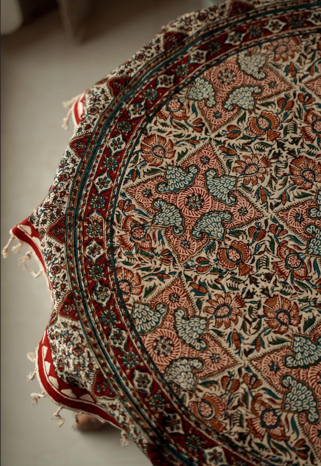 handmade block-printed round tablecloth | 81 cm diameter