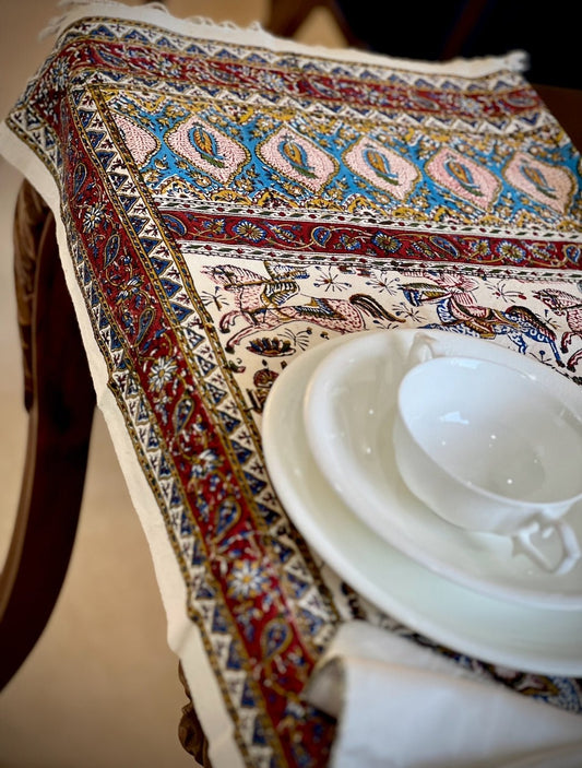 100×150 cm Block - Printed Textile (Horse & Paisley Motif) – Luxury Handcrafted Art by Pilardi