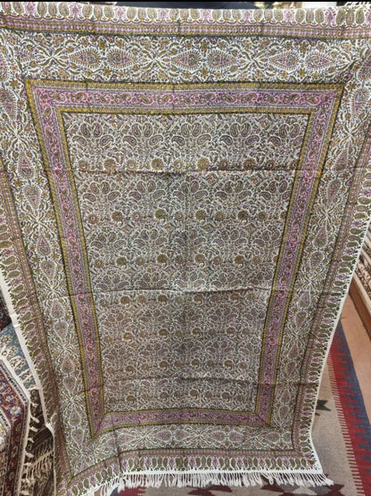 Block printed cotton textile – Floral Paisley, Pink Edition with intricate patterns in soft tones.