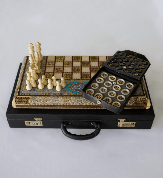 Tazhib Chess & Backgammon – Compact 34 cm – Pilardi – Luxury Handcrafted Art by Pilardi