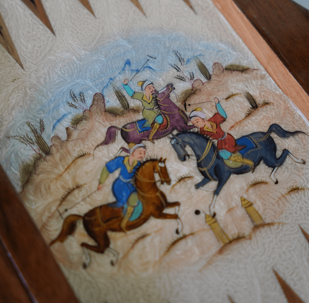 Polo Scene Hand‑Painted Chess & Backgammon Set – Pilardi – Luxury Handcrafted Art by Pilardi