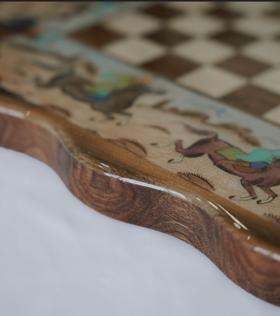 Polo Scene Hand‑Painted Chess & Backgammon Set – Pilardi – Luxury Handcrafted Art by Pilardi
