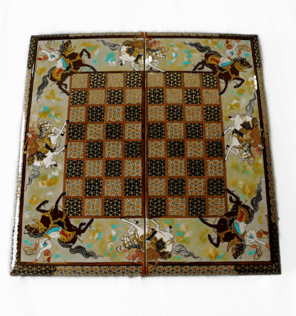 handcrafted backgammon chess set – chessboard with polo miniature painting