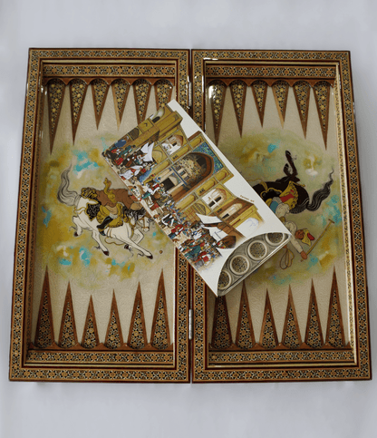 handcrafted backgammon chess set – backgammon layout with khatam inlay