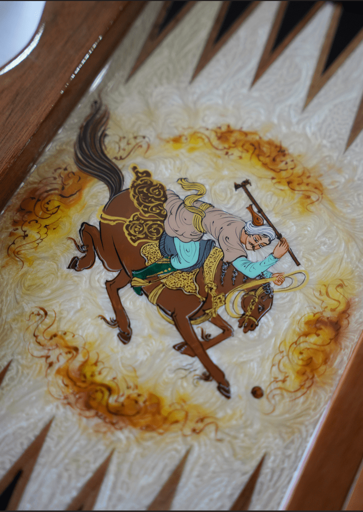 polo marquetry chess & backgammon – hand‑painted edition – pilardi – luxury handcrafted art by pilardi