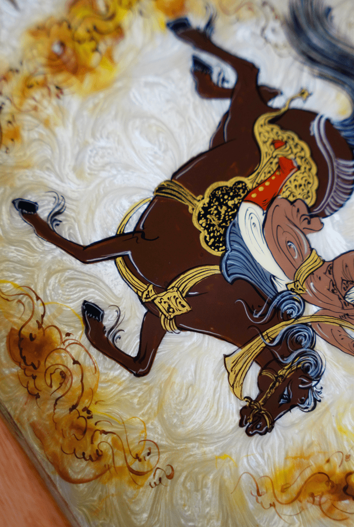 polo marquetry chess & backgammon – hand‑painted edition – pilardi – luxury handcrafted art by pilardi