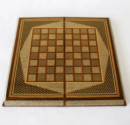 khatam marquetry chess backgammon set open board detail