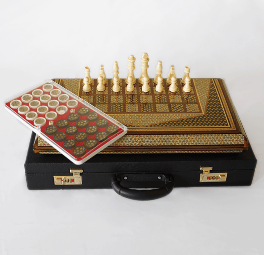 Khatam Marquetry Chess & Backgammon – Geometric Edition – Pilardi – Luxury Handcrafted Art by Pilardi