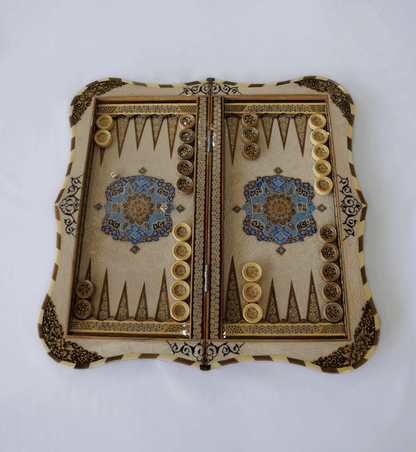 Hand-painted chess and backgammon set – Floral Collector Edition by Pilardi, featuring intricate designs.