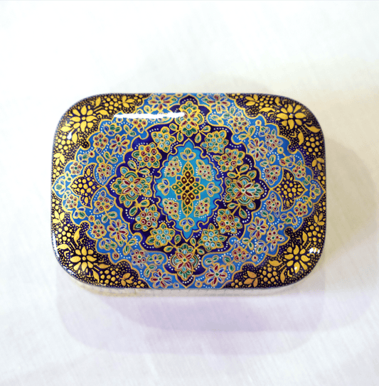 The Tazhib Passori Box – Hand - Painted Miniature Art Box (11 × 8 × 3 cm) – Luxury Handcrafted Art by Pilardi