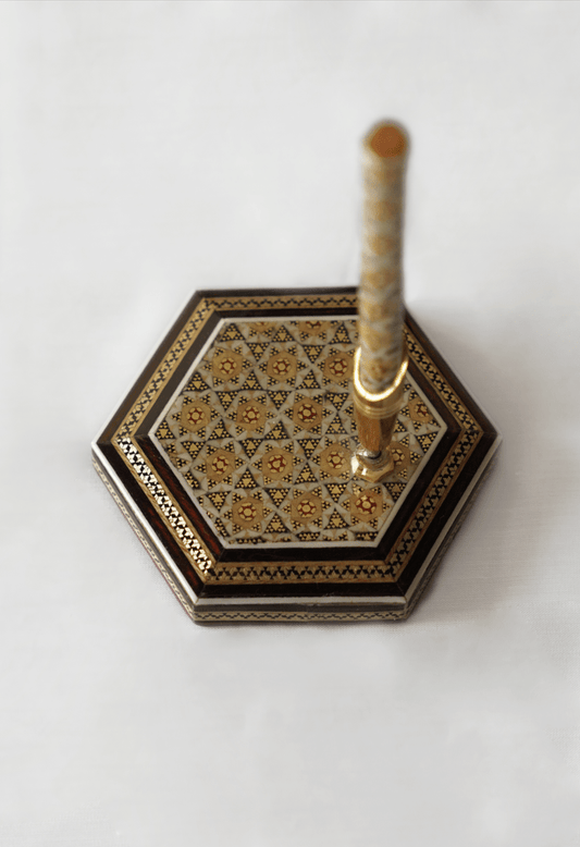 Full Khatam Pen Holder – Hexagon Desk Accessory (Handcrafted) – Luxury Handcrafted Art by Pilardi
