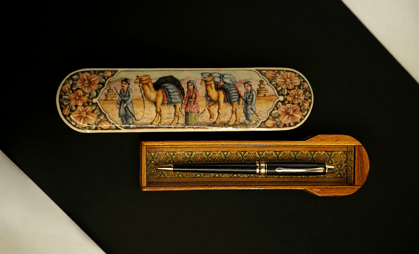 handmade khatam jewelry box – caravan journey – luxury handcrafted art by pilardi