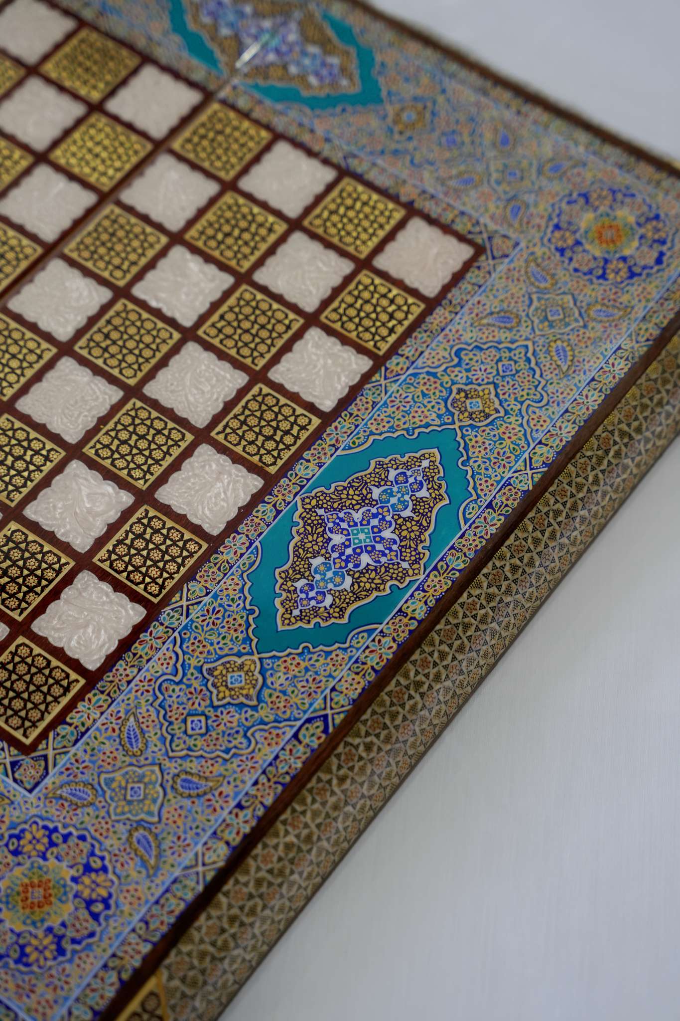 Khatam Chess & Backgammon Set – Turquoise Edition – Luxury Handcrafted Art by Pilardi