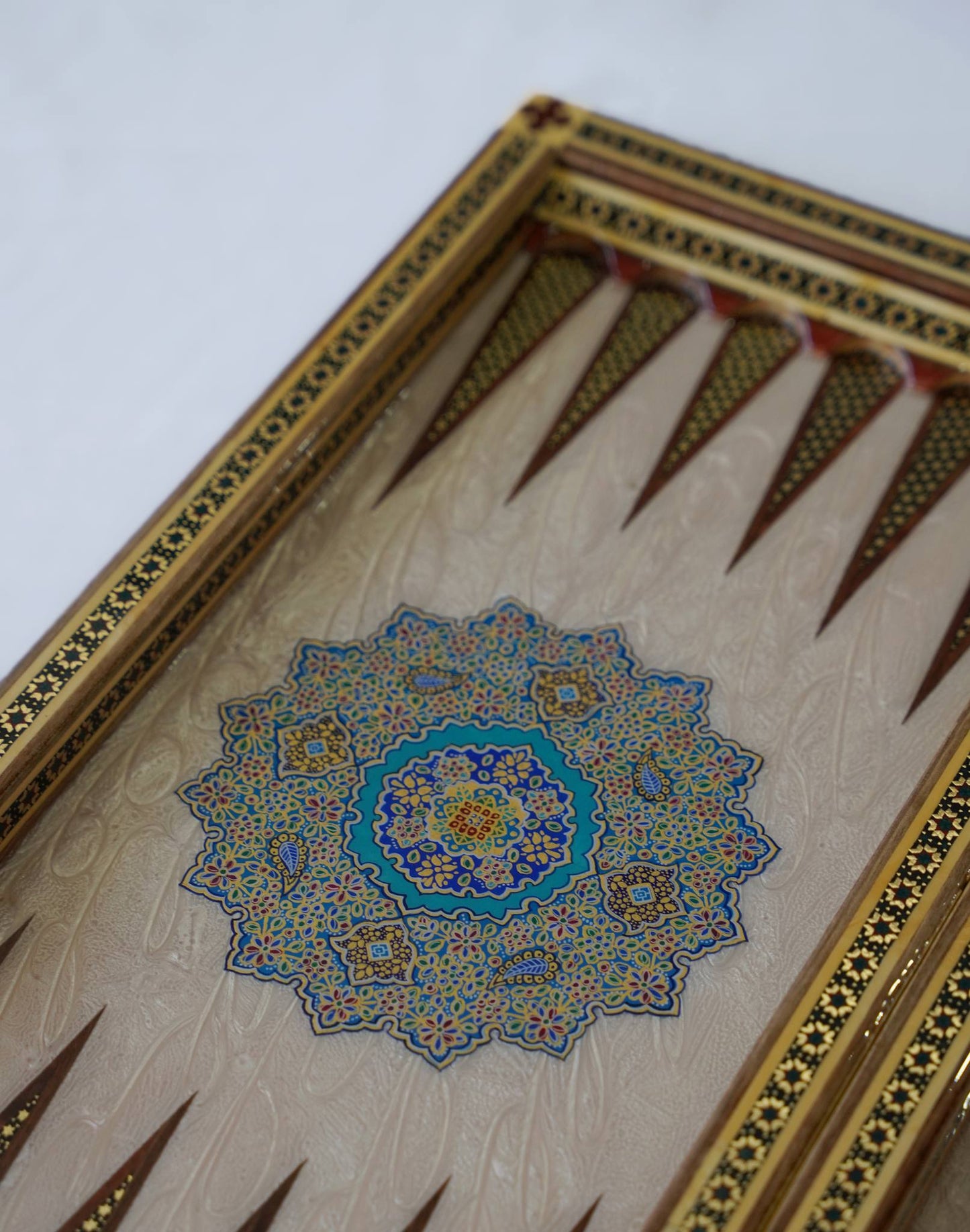 khatam chess & backgammon set – turquoise edition – luxury handcrafted art by pilardi