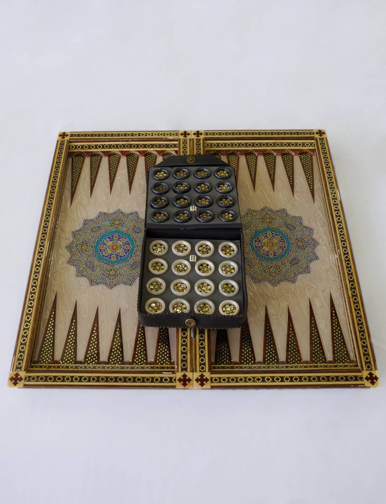 Khatam Chess & Backgammon Set – Turquoise Edition – Luxury Handcrafted Art by Pilardi