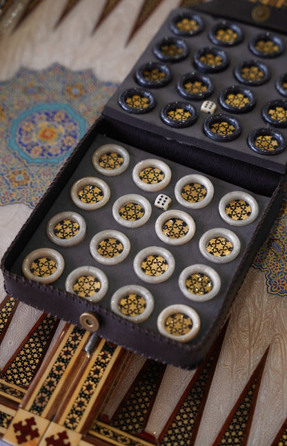 Khatam Chess & Backgammon Set – Turquoise Edition – Luxury Handcrafted Art by Pilardi