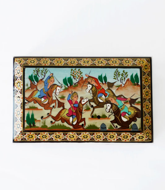 Handmade Wooden Jewelry Box – Polo Riders (14 × 10 × 4.5 cm) – Luxury Handcrafted Art by Pilardi