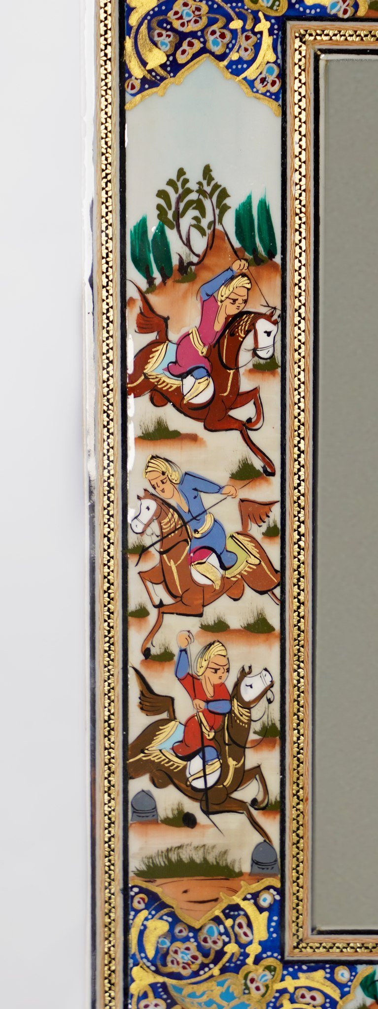 Hand-Painted Polo Scene Mirror – Indigo (33.5×28 cm) – Luxury Handcrafted Art by Pilardi