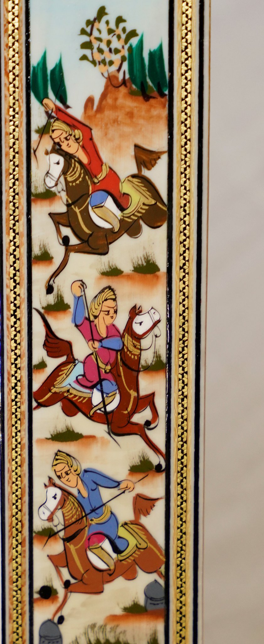 Hand-Painted Polo Scene Mirror – Turquoise (33.5×28 cm) – Luxury Handcrafted Art by Pilardi