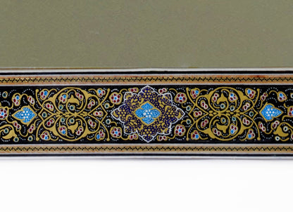 Hand-Painted Tazhib Mirror – Black & Gold (40 × 34 cm) – Luxury Handcrafted Art by Pilardi