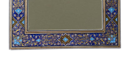 Hand-Painted Tazhib Mirror – Indigo (40.5 × 34.5 cm) – Luxury Handcrafted Art by Pilardi