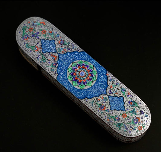 Simin | Hand-Painted Persian Marquetry Box – Elongated Jewelry or Pen Case