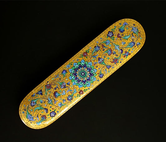 Golden Mina – Hand-Painted Wooden Box | Decorative Khatam-Inspired Pen or Jewelry Holder | Gift Box, Keepsake Storage
