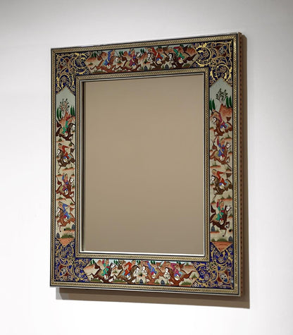 Handmade Polo Scene Mirror – Indigo| 40×34.5cm