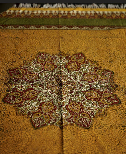 Handmade Block-Printed Tablecloth – Shamseh Motif | 122×122 cm