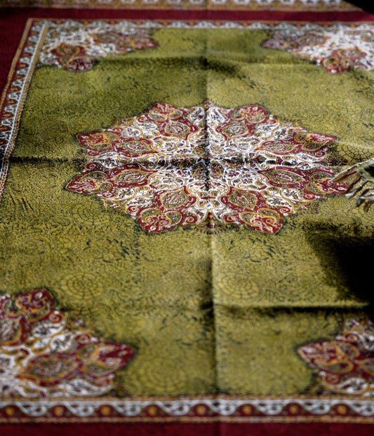 Handmade Block-Printed Tablecloth – Shamseh Motif | 148×104 cm