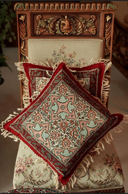 Handmade Block-Printed Cushion Cover – Floral Pattern | 40×40 cm ( A set of 2)