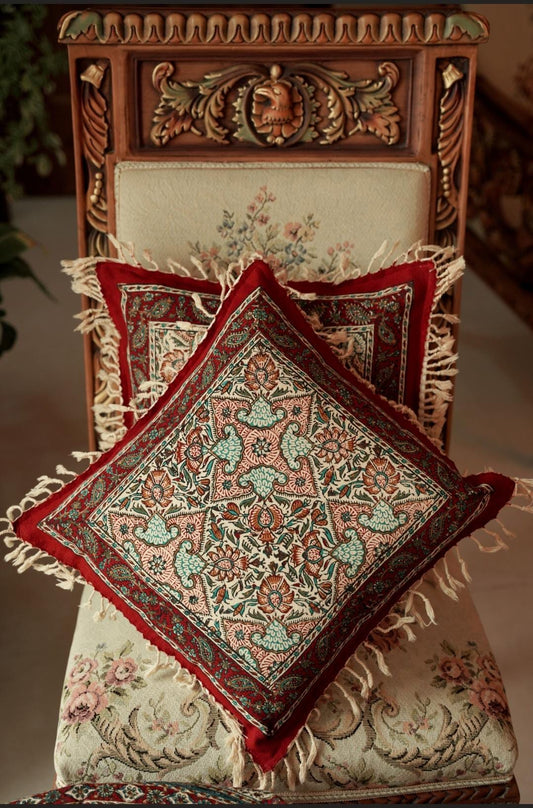 Handmade Block-Printed Cushion Cover – Floral Pattern | 40×40 cm ( A set of 2)