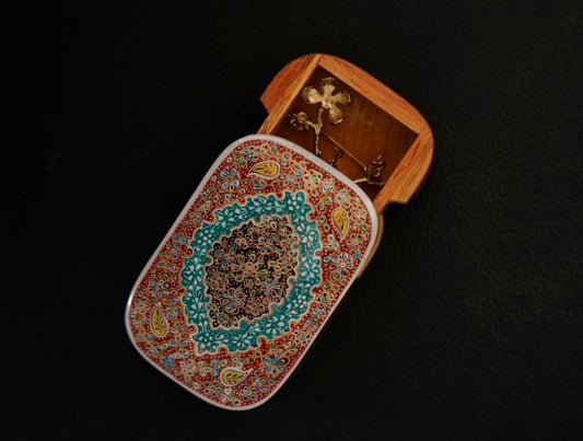 The Anar Box – Hand-Painted Jewelry Box, Small Floral Trinket Box, Gift for Her/ Gifts for him