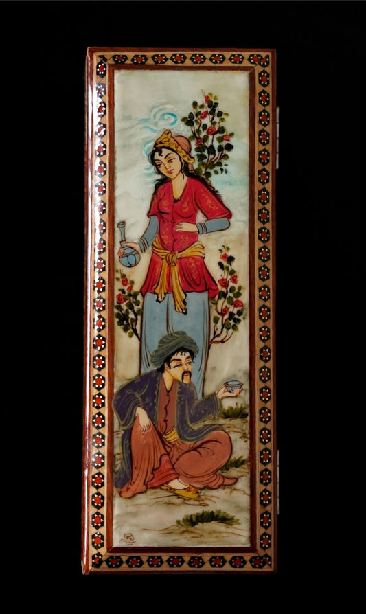 Leili o Majnoun – Medium Hand-Painted Box, Miniature Persian Love Story (20×7×5 cm)