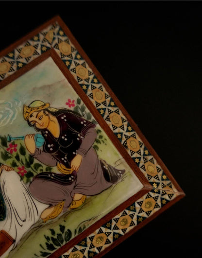 Leili o Majnoun – Hand-Painted Jewelry Box, Persian Miniature Art (21×11×5 cm)