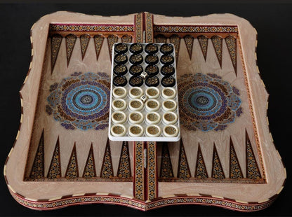 Tazhib – Handmade Persian Chess & Backgammon Set with Shamseh Motifs