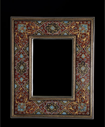 Handmade Tazhib Mirror – Red| 28×23 cm